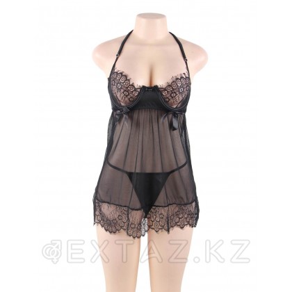 Обворожительный бэби-долл + стринги (черный; размер 3XL-4XL) от sex shop Extaz фото 4