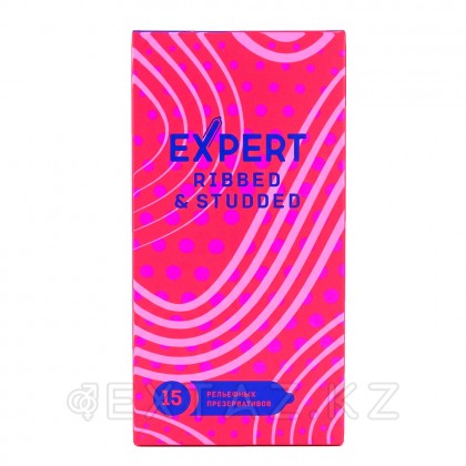 EXPERT Ribbed&Studded презервативтері, қырлы-нүктелі, 15 дана от sex shop Extaz