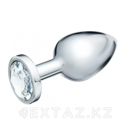 Анальная пробка серебряная с прозрачным кристаллом (34 мм.) от sex shop Extaz фото 3