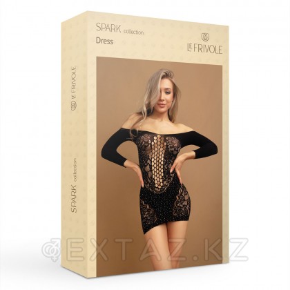 Жарқыраған қара ұзын жеңді көйлек (SPARK) (S / XXL) от sex shop Extaz фото 4