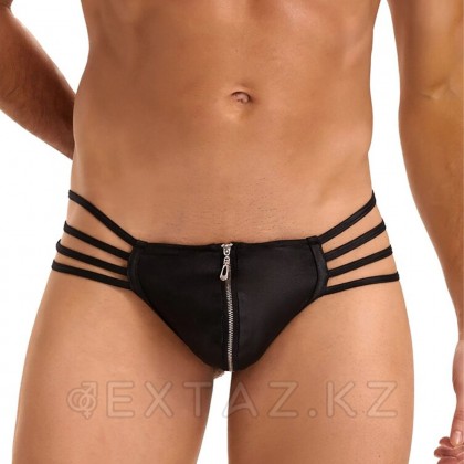 Кожаные мужские стринги Ohyeah Zipper Black, на молнии со стрепами, XL - extaz.kz Ohyeah Zipper Black былғары ерлер жіптері, сыдырма сыдырма, XL от sex shop Extaz