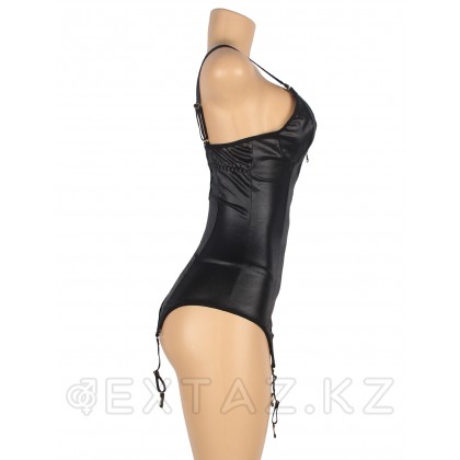 Кожаный бэби-долл на молнии с пажиками для чулок, XL-2XL от sex shop Extaz фото 6