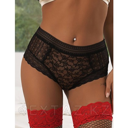 Бразилиялық Floral Lace қара Трусики (M-L өлшемі) от sex shop Extaz фото 5