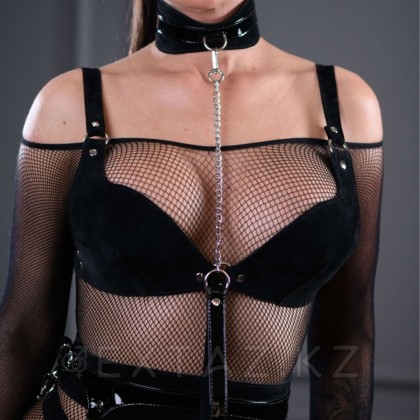 BDSM Қарғыбауы бар былғары жаға Sex Game арсеналы, қара күдері от sex shop Extaz фото 2