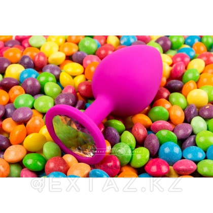 Большая силиконовая пробка с кристаллом, розовая, 9 см. от sex shop Extaz фото 3