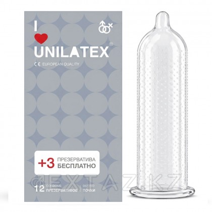 Unilatex Dotted / point презервативтері, 12 дана + 3 дана сыйлық ретінде от sex shop Extaz