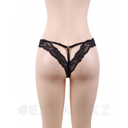 Қара гүлді басылған танга әйелдер трусикасы (XS-S өлшемі) от sex shop Extaz фото 2