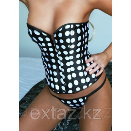 Корсет черный в белый горошек (L) от sex shop Extaz фото 4