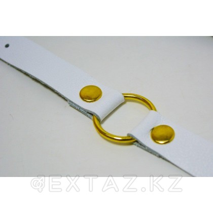 Набор из кожаных изделий белый (маска, браслет, чокер) от sex shop Extaz фото 2