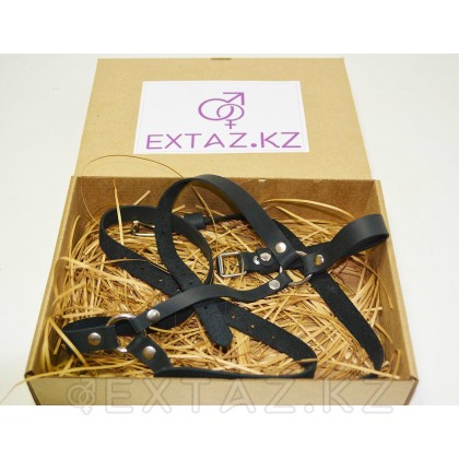 Портупея на шею и грудь кожаная, черная от sex shop Extaz фото 4