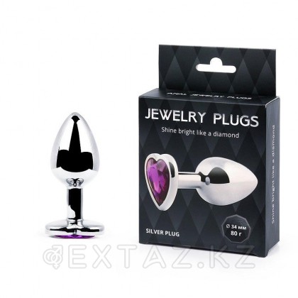 Анальная втулка (серебристый/фиолетовый, L80-D34 мм, вес-80г) от sex shop Extaz фото 2