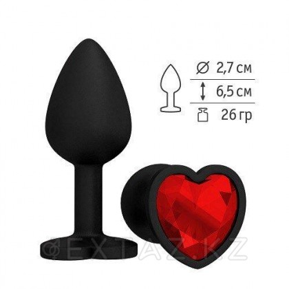 Втулка силиконовая черная с красным кристаллом от sex shop Extaz фото 2