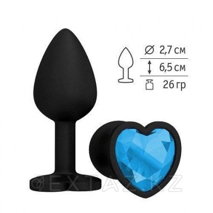 Втулка силиконовая черная с голубым кристаллом от sex shop Extaz фото 2