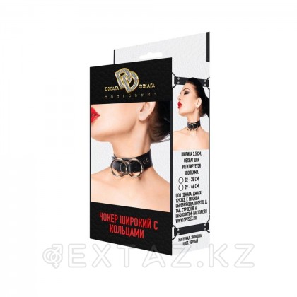 Short Чокер широкий с кольцами 32-38 см от sex shop Extaz