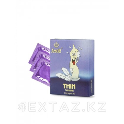 Презервативы AMOR THIN (супертонкие) Яркая линия, 3 шт. от sex shop Extaz
