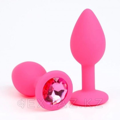 Анальная пробка с розовым кристаллом, розовая (28 мм*72 мм) от sex shop Extaz