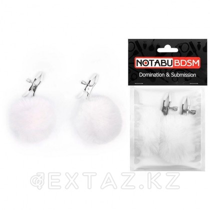 Зажимы для сосков с пушком NoTabu белые от sex shop Extaz