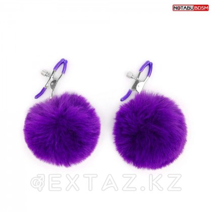 Зажимы для сосков с пушком NoTabu фиолетовые от sex shop Extaz фото 3