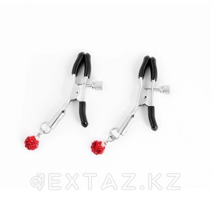 Зажимы для сосков со стразами NoTabu красные от sex shop Extaz