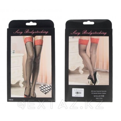 Қызыл шілтері бар қара торлы шұлықтар (XL-4XL өлшемі) от sex shop Extaz фото 2