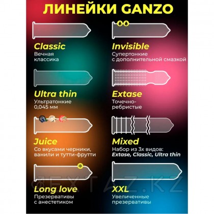 Ganzo Invisible презервативтері, қосымша маймен тегіс супер жұқа, 12 дана от sex shop Extaz фото 6