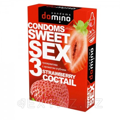 Domino SWEET SEX STRAWBERRY COCTAIL презервативтері 3 дана (ауызша) от sex shop Extaz