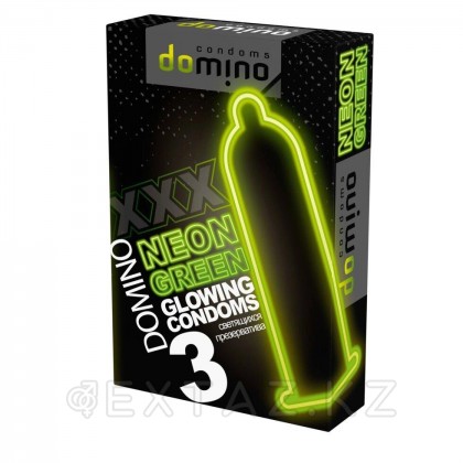 Domino NEON Green жарқыраған презервативтер (3 дана) от sex shop Extaz