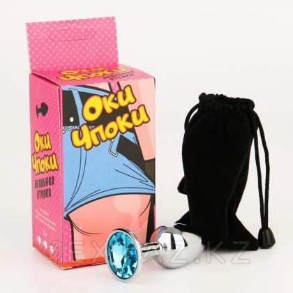 Анальная пробка серебряная, с голубым кристаллом (28 мм.) от sex shop Extaz фото 3