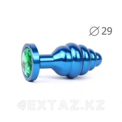Втулка анальная BLUE PLUG SMALL синяя, зеленый кристалл от sex shop Extaz