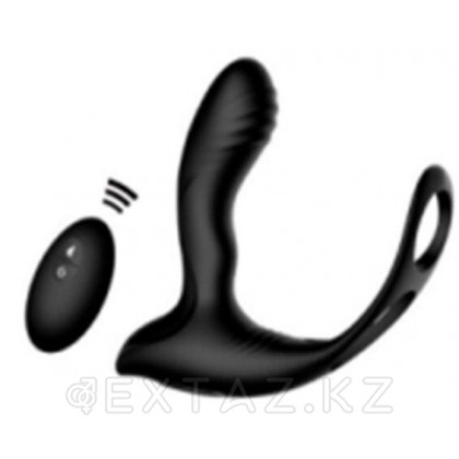 Силиконовый вибромассажер простаты с эрекционным кольцом и пультом ДУ от sex shop Extaz