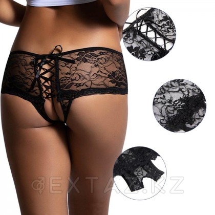 Трусики на завязках с доступом черные (5XL) от sex shop Extaz фото 11