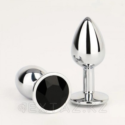 Анальная пробка, серебряная, с чёрным кристаллом от sex shop Extaz
