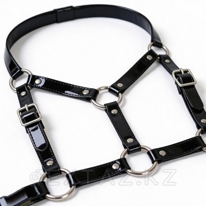 Былғарыдан жасалған жағамен лакпен ату от sex shop Extaz