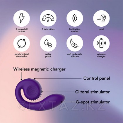 Snail vibe Gizi Қос ынталандыру вибраторы, күлгін от sex shop Extaz фото 4
