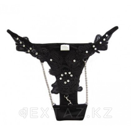 Ашық бөлшектері мен ринстондары бар жіптер (қара) от sex shop Extaz фото 3