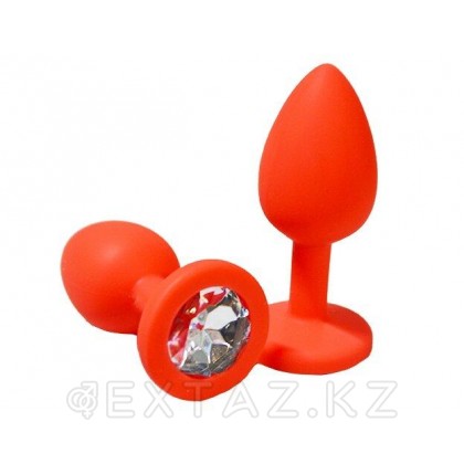 Ақ кристалды қызыл силиконнан жасалған анальды тығын (s өлшемі) от sex shop Extaz фото 2