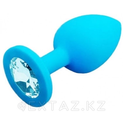 Большая силиконовая пробка с кристаллом, голубая, 9 см. от sex shop Extaz