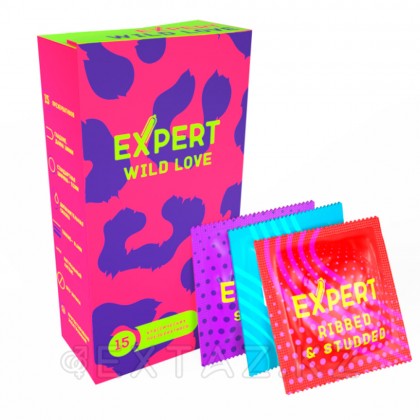 EXPERT Wild Love презервативтері, қырлы, нүктелі, қырлы-нүктелі, 15 дана от sex shop Extaz фото 3