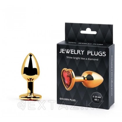 Анальная втулка (золотистый/красный; L70-D28 мм, вес-60г.) от sex shop Extaz фото 3