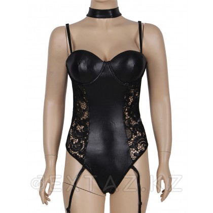 Боди виниловый Ohyeah Black Vinyl с пажиками для чулок, one size от sex shop Extaz фото 10