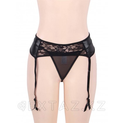 Sensual қара шілтерлі шұлық белбеуі (2XL) от sex shop Extaz фото 4