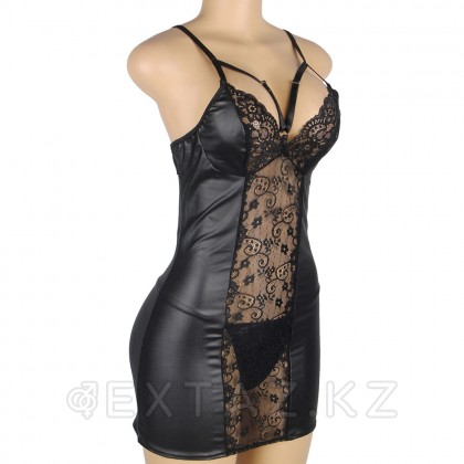 Кожаное платье с кружевом и стрепами Ohyeah Sexy Black +стринги, 3XL-4XL - extaz.kz фото 5 Ohyeah Sexy Black шілтерлі былғары көйлек + жіптер, 3XL-4XL от sex shop Extaz фото 5