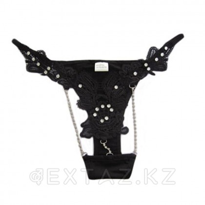 Ашық бөлшектері мен ринстондары бар жіптер (қара) от sex shop Extaz