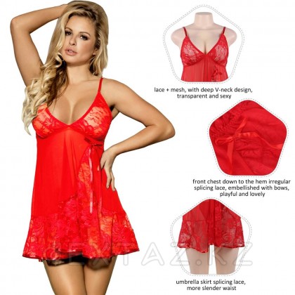 Қызыл пенюар + Floral жіптері (XS-S өлшемі) от sex shop Extaz фото 6