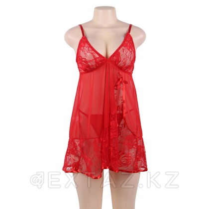 Қызыл пенюар + Floral жіптері (XL-2XL) от sex shop Extaz фото 2