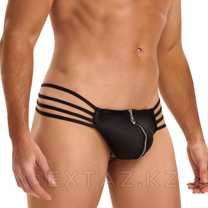 Кожаные мужские стринги Ohyeah Zipper Black, на молнии со стрепами, XL - extaz.kz фото 5 Ohyeah Zipper Black былғары ерлер жіптері, сыдырма сыдырма, XL от sex shop Extaz фото 5