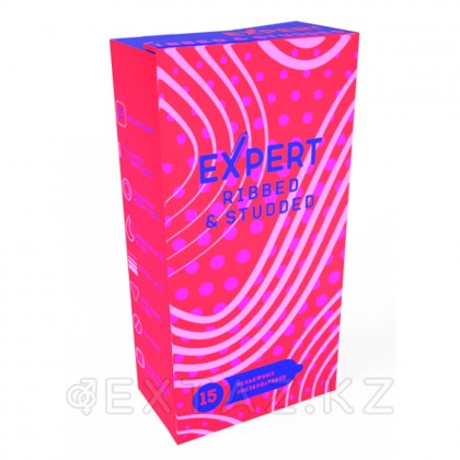 EXPERT Ribbed&Studded презервативтері, қырлы-нүктелі, 15 дана от sex shop Extaz фото 2