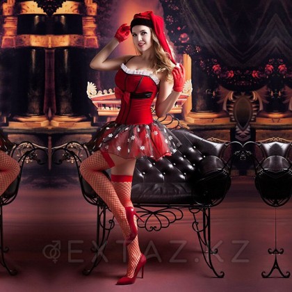 Рождественское платье + чулки, перчатки, шапка от sex shop Extaz