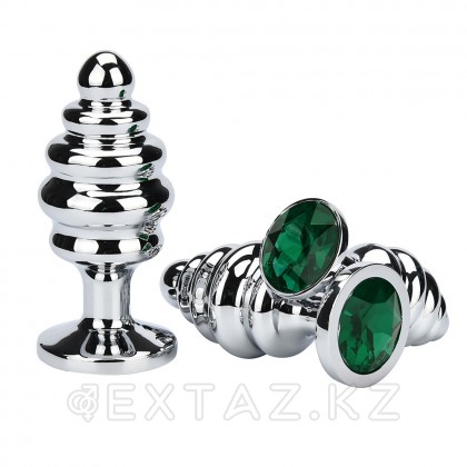 Металлический плаг с кристаллом, зелёный от sex shop Extaz фото 2