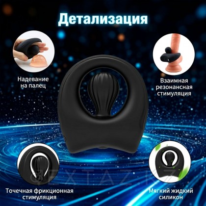 Қосымша стимуляторы және қашықтан басқару пульті бар эрекциялық діріл сақинасы от sex shop Extaz фото 6